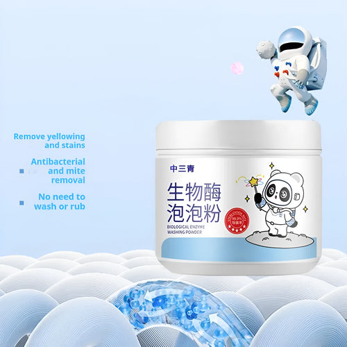 Biological enzyme bubble powder laundry detergent bottle with active oxygen for stain removal