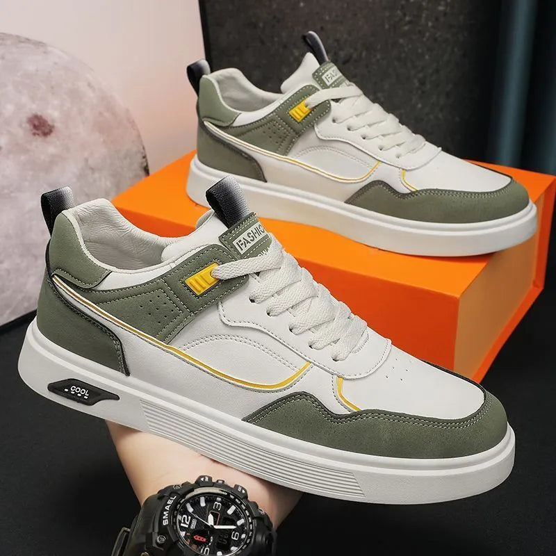 Men's Korean-style canvas board shoes in black, beige, or grey with round toe and low-top design