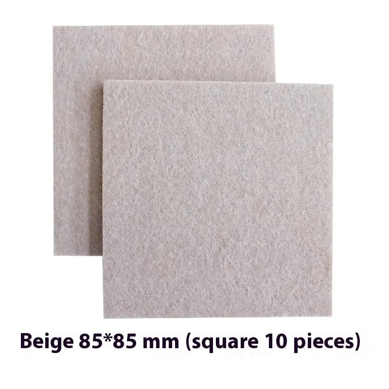 Beige plastic furniture leg stoppers in assorted square and round sizes for floor protection