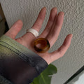Geometric resin ring with irregular wide band in Chinese retro style
