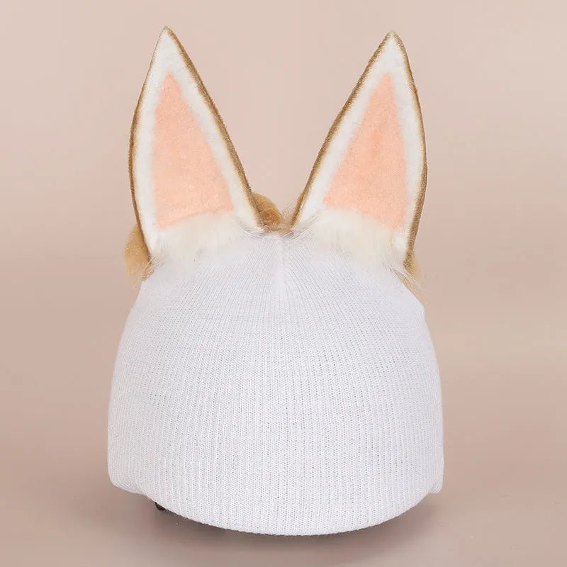 A plush fabric cartoon helmet cover set for adults, showing character designs like a bear and dinosaur for cosplay.