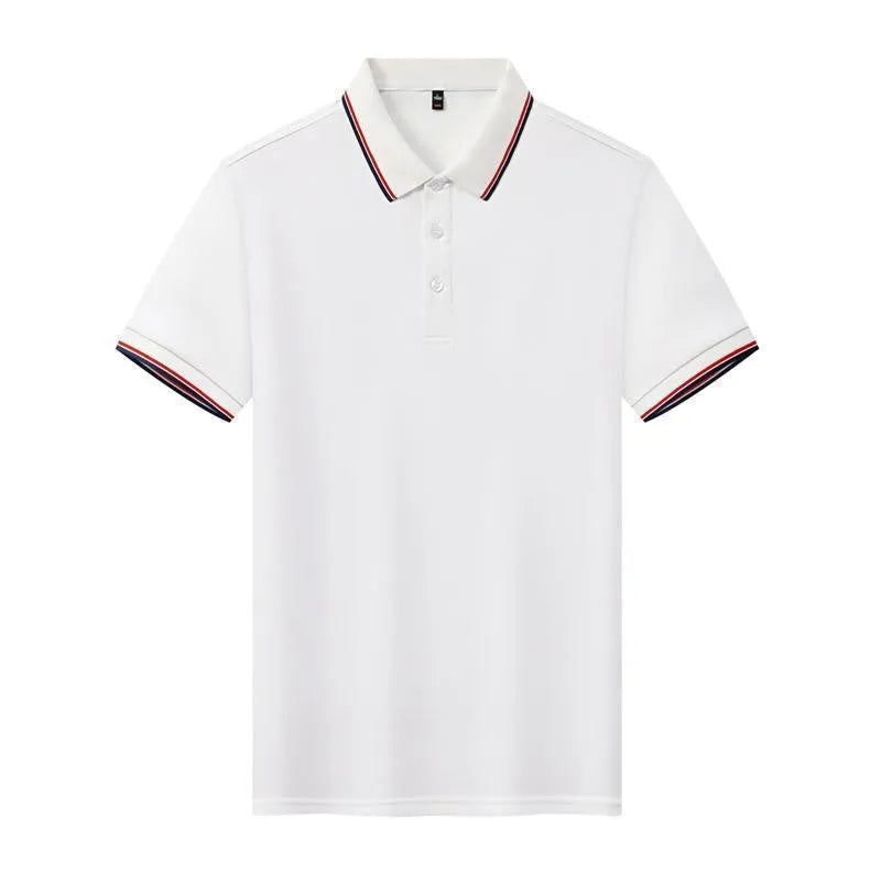Ice Ion lapel short sleeve polo shirt in navy blue, straight fit, nylon polyester blend