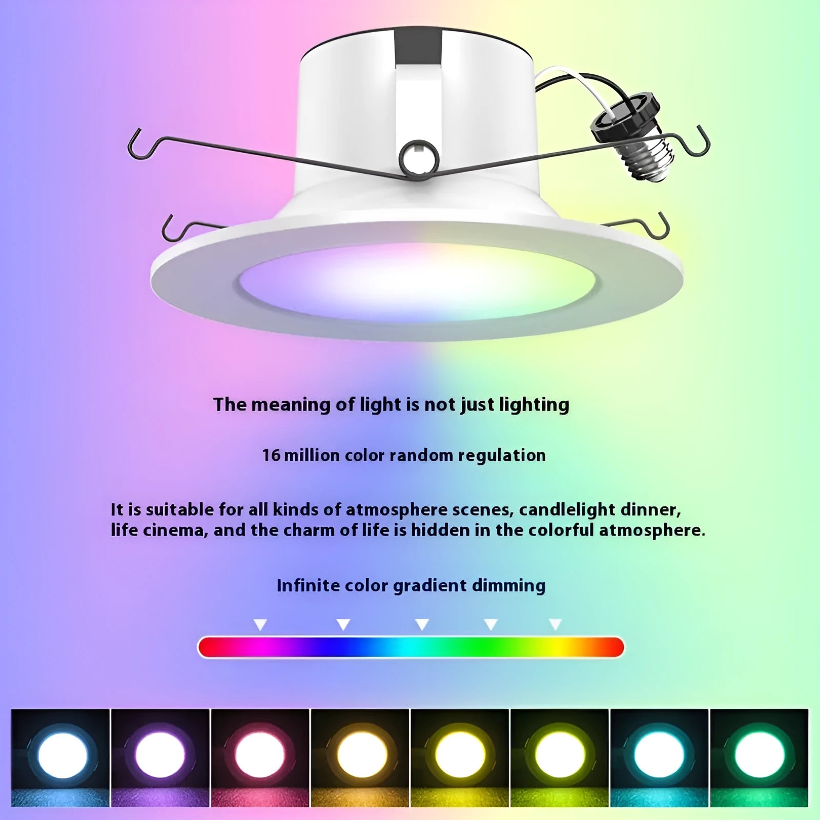 Smart WiFi Bluetooth RGBW colour changing ceiling downlight with remote control