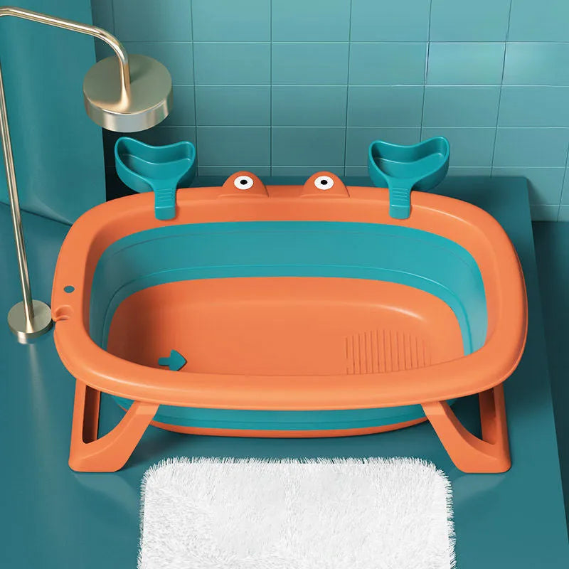 Blue foldable PVC pet tub for small cats and dogs showing portable design