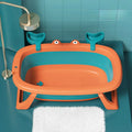 Blue foldable PVC pet tub for small cats and dogs showing portable design