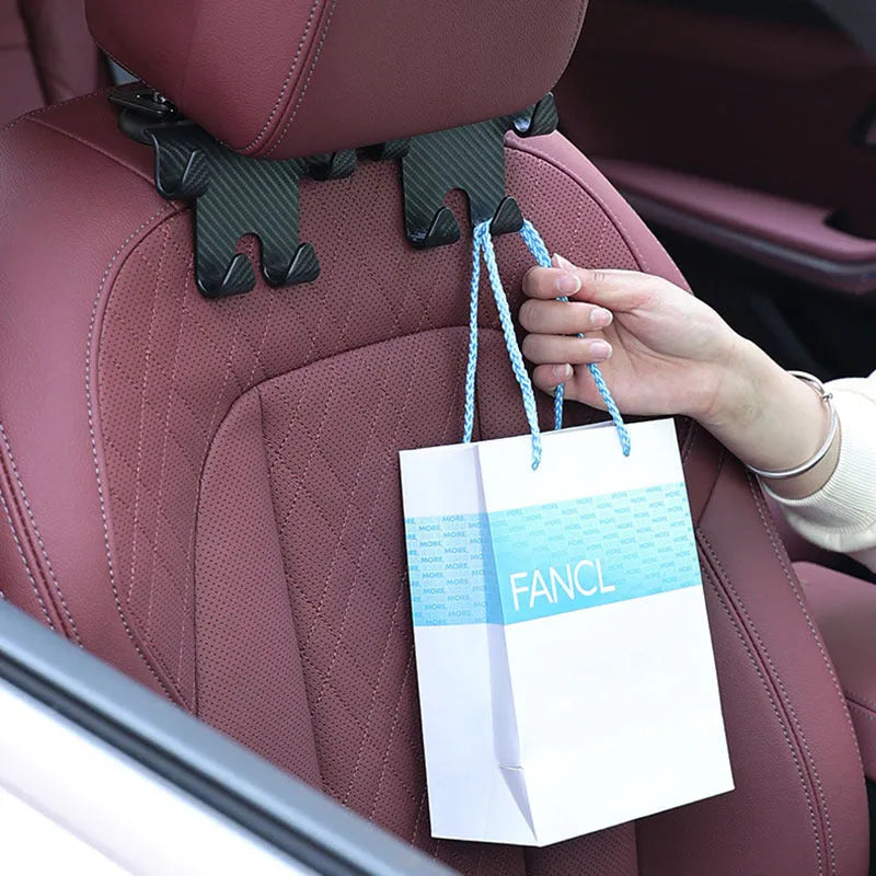 Black ABS plastic car multifunction hook bracket with integrated mobile phone holder