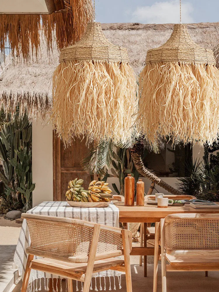 Wild vetch and willow woven restaurant chandelier with 50cm diameter in Southeast Asian style