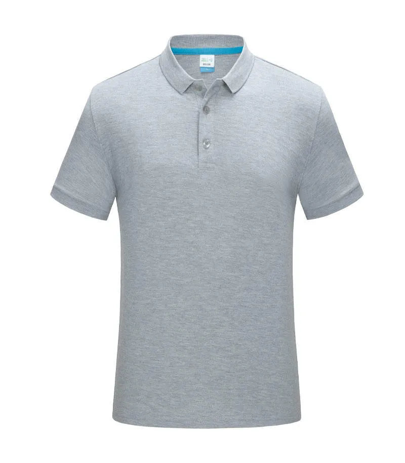 Lapel short sleeve casual shirt in combed cotton, side slit, available in multiple colours on light background