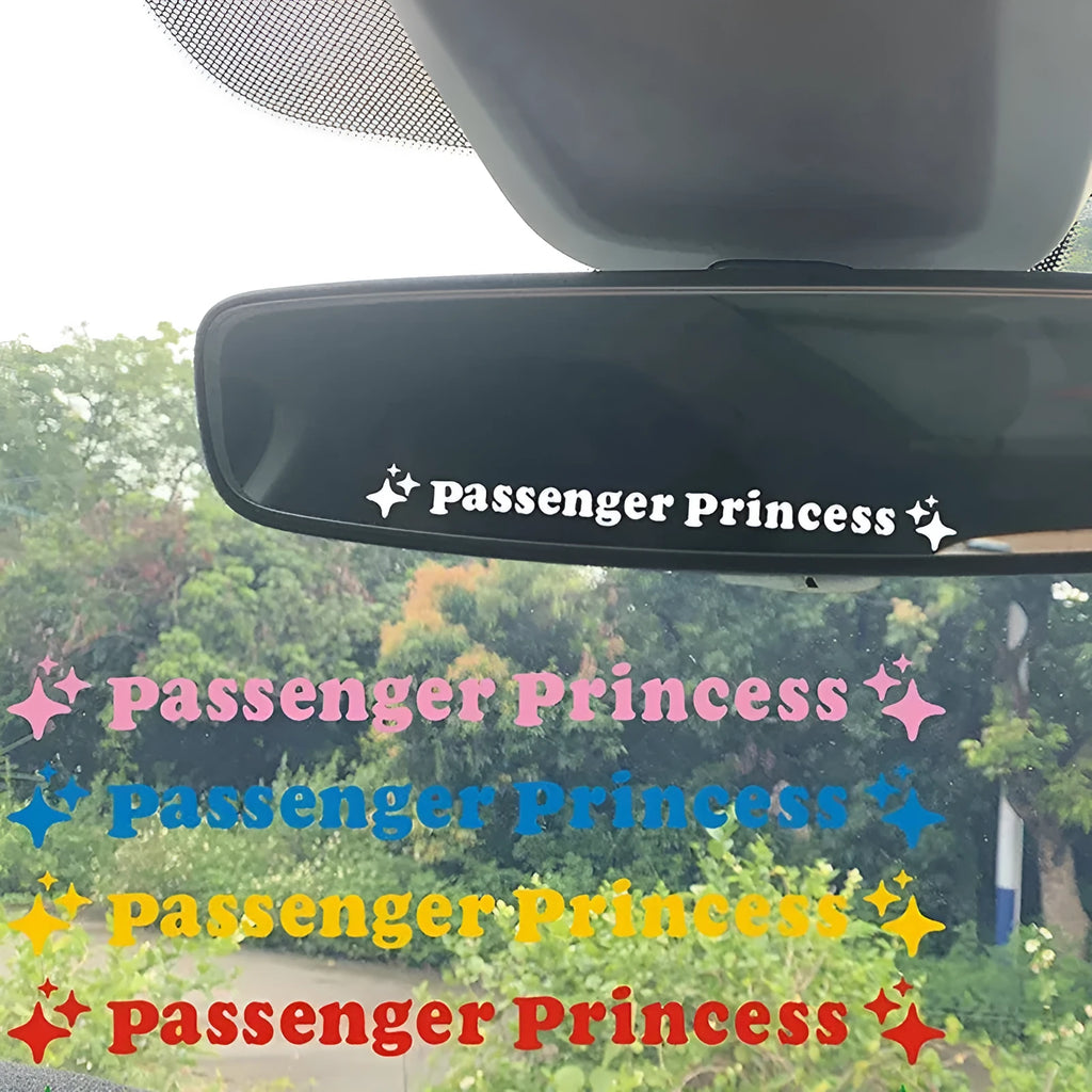 Passenger Princess text on a 12.5cm reflective vinyl car decoration sticker