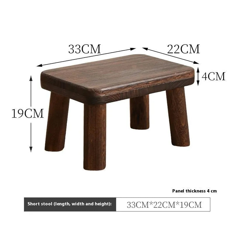 Distressed wood changing stool with bracket structure for living room shoe changing