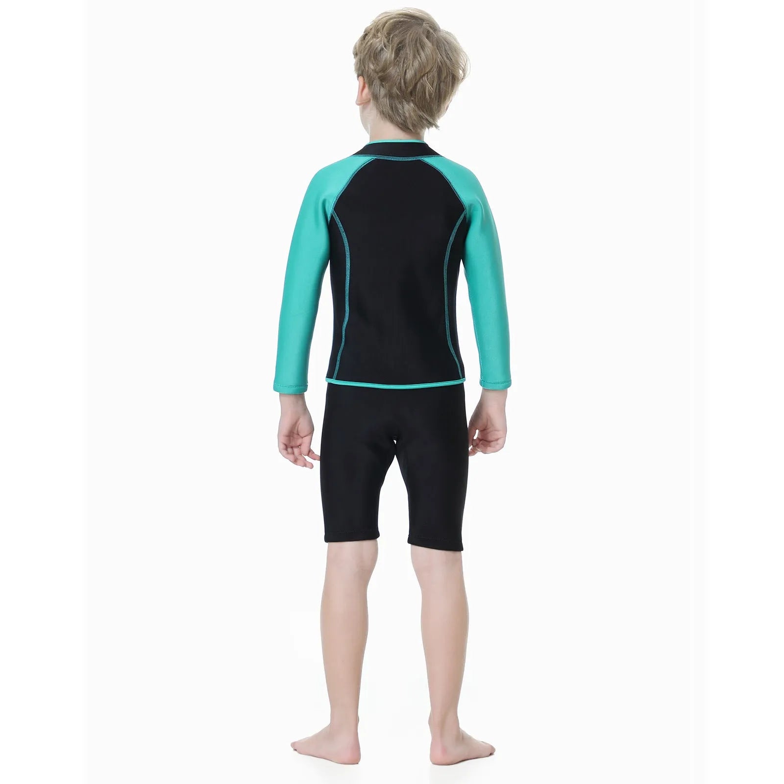 Children's long sleeve two-piece diving swimsuit in blue pink colour for girls outdoor swimming and wading