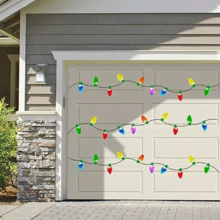 Magnetic Christmas light bulb reflective stickers set with 24 bulbs and 12 wires for refrigerator car garage decoration