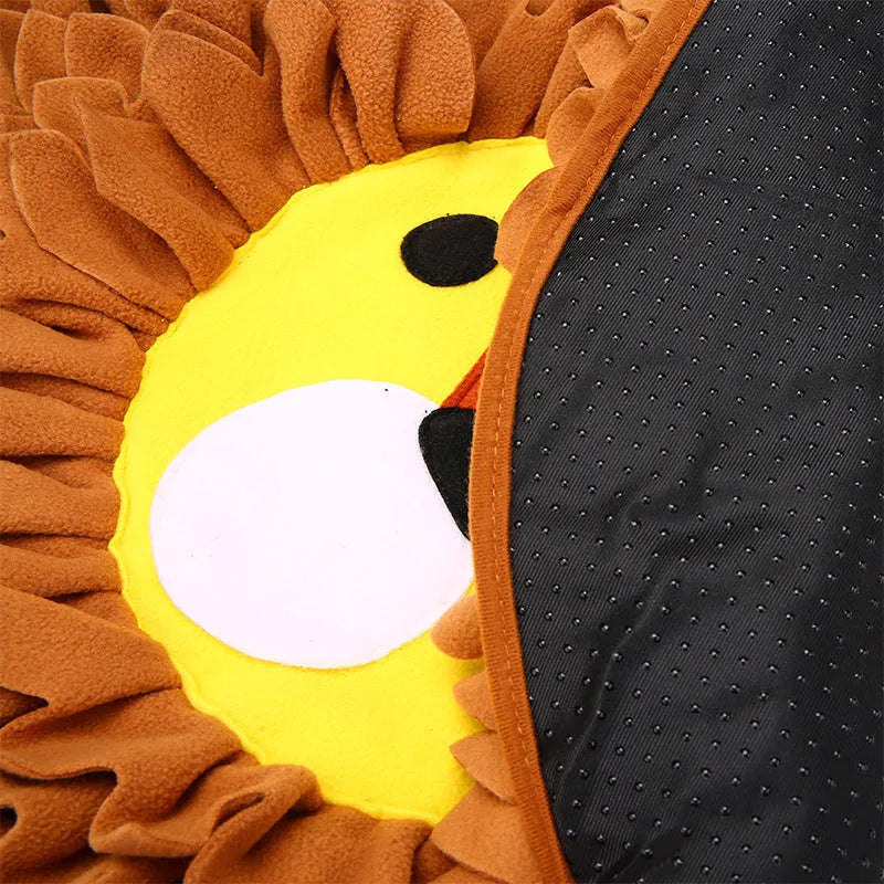 Brown pet sniffing pad with textured surface measuring 33cm by 25cm for dog and cat enrichment games