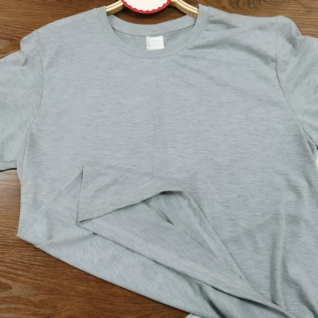 Unisex grey cotton round neck top with straight tube fit available in sizes XS to 3XL for summer