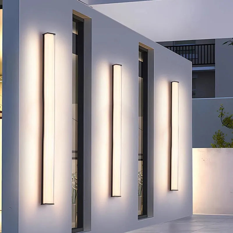 Modern simple style outdoor wall lamp for villa or hotel courtyard entrances, shown in multiple size options.