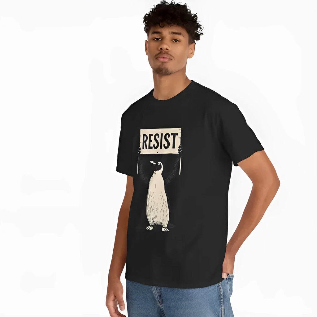 Straight fit cotton short sleeve T-shirt on a hanger in black, green, and white colours.