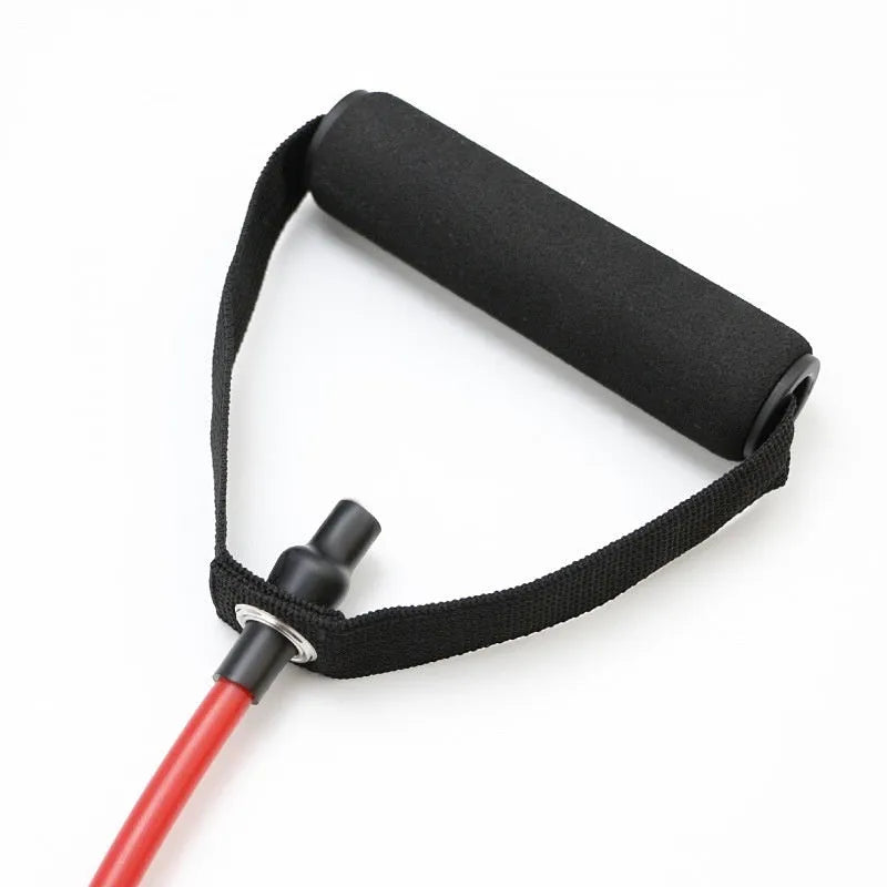 Adjustable chest expander with coloured TPE resistance ropes showing five tension levels from 10LB to 30LB