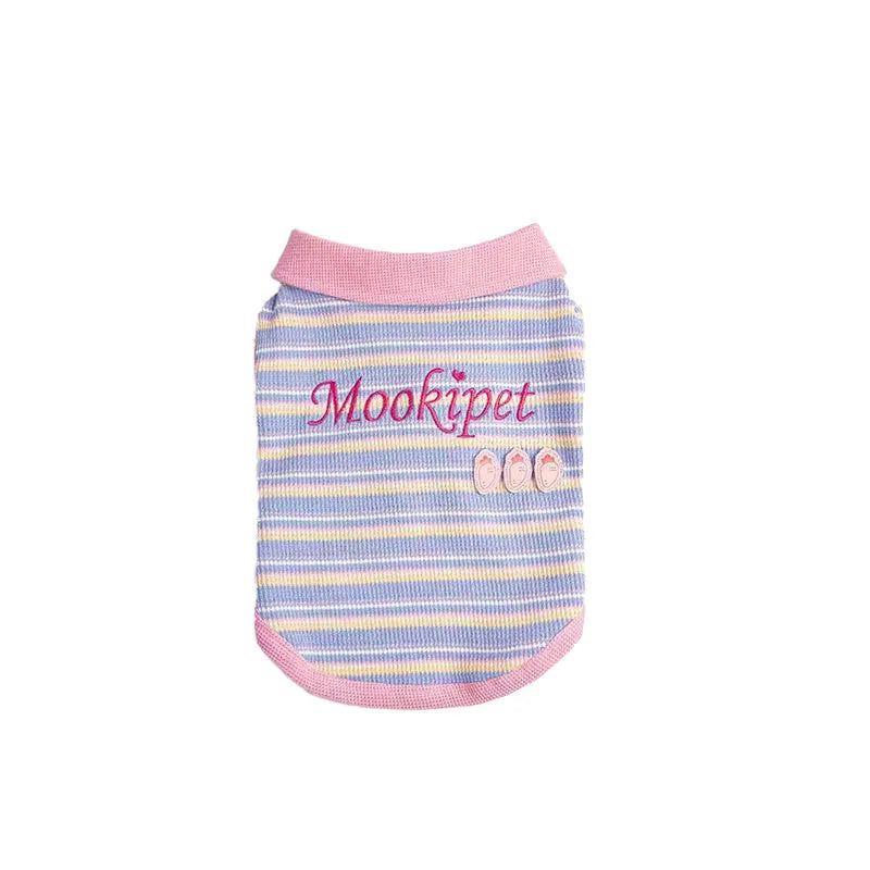 Pink purple reversible autumn vest for small dog or cat with elastic leg openings