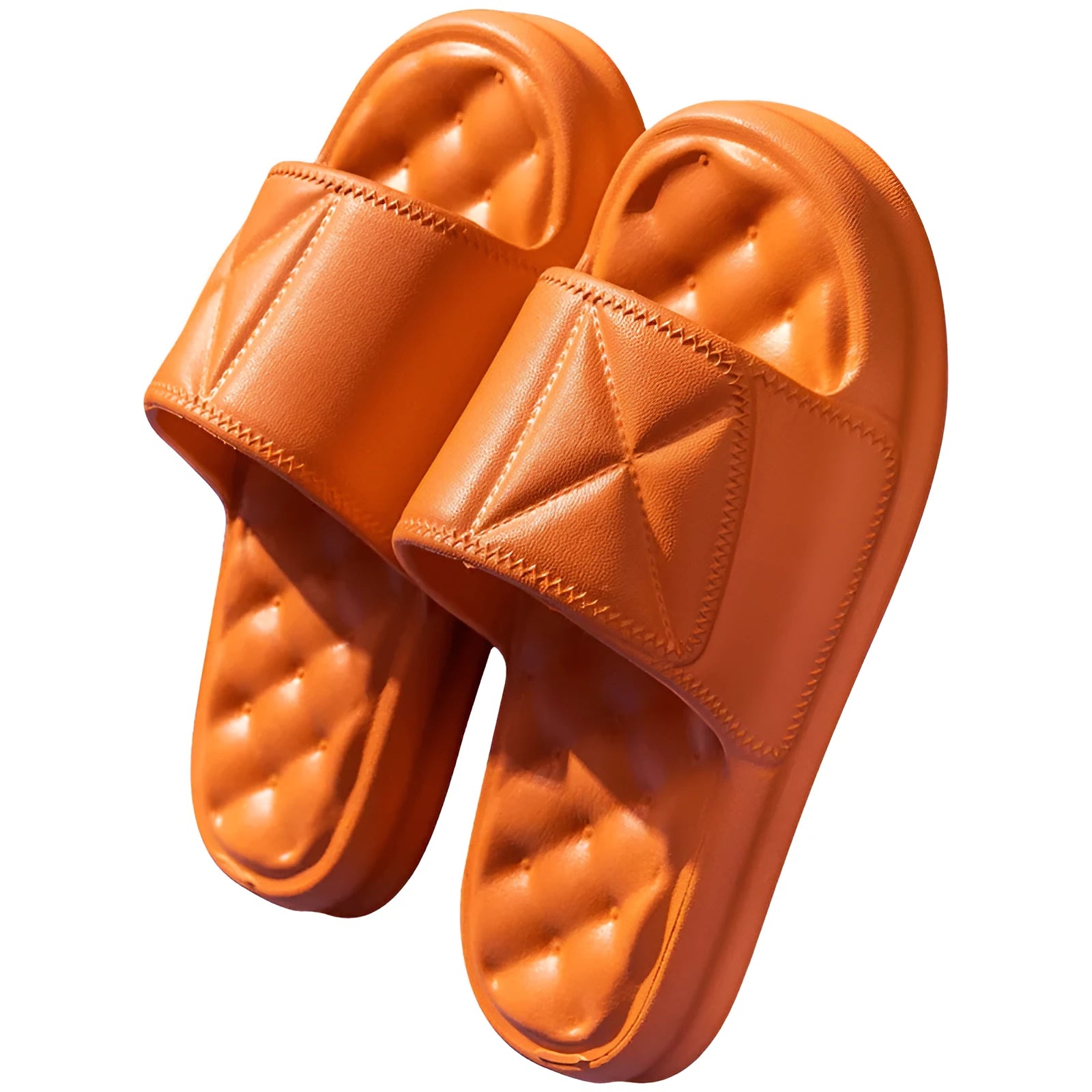 A pair of soft EVA bathroom slippers with a thick non-slip sole, shown in a choice of colours.