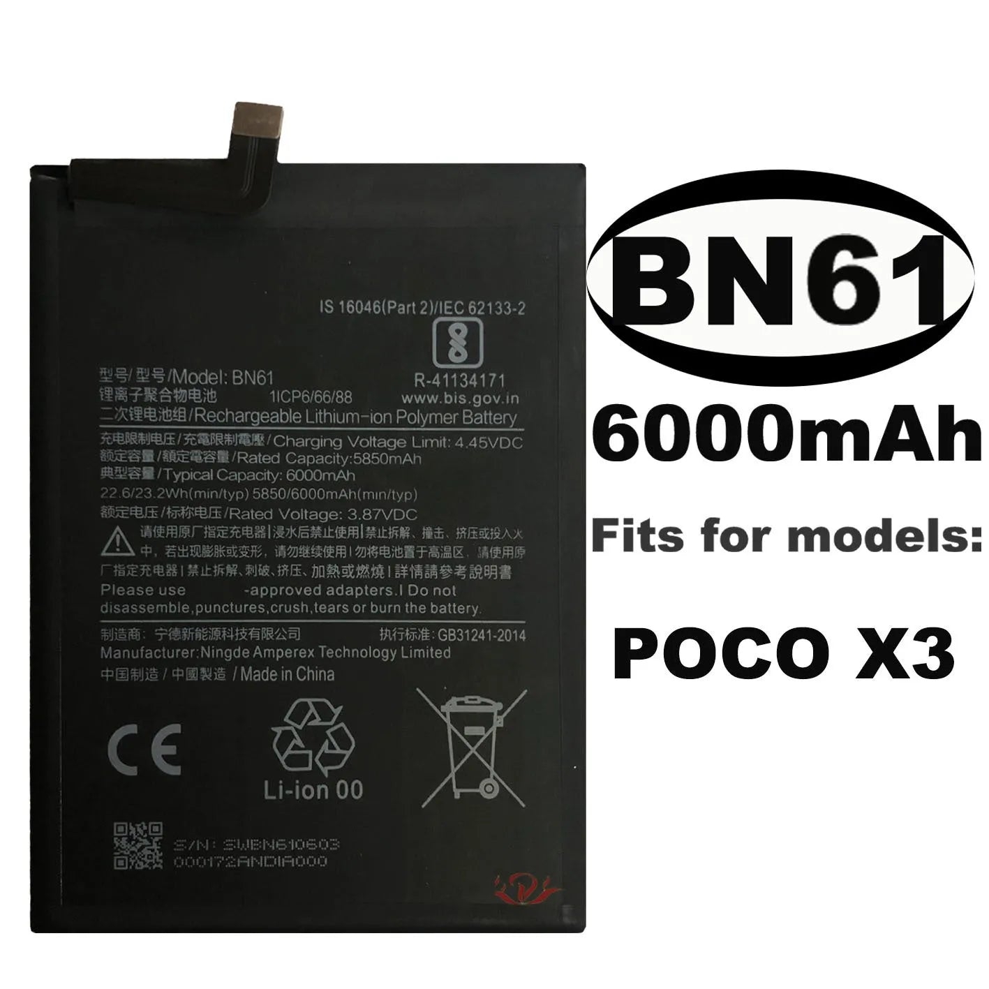 Xiaomi POCO X3 5850mAh standard capacity mobile phone battery replacement