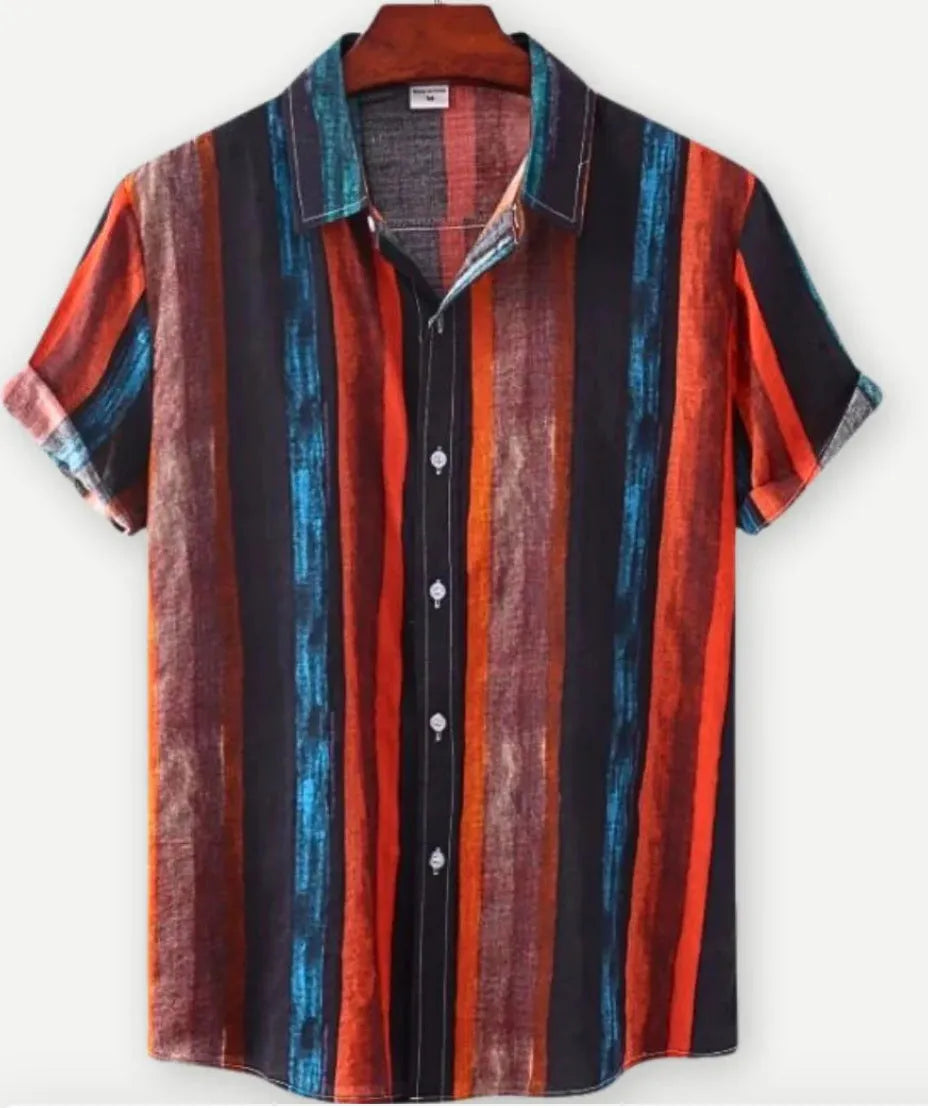 Hawaiian floral print short sleeve cardigan shirt with elastic polyester fabric in multiple colour options