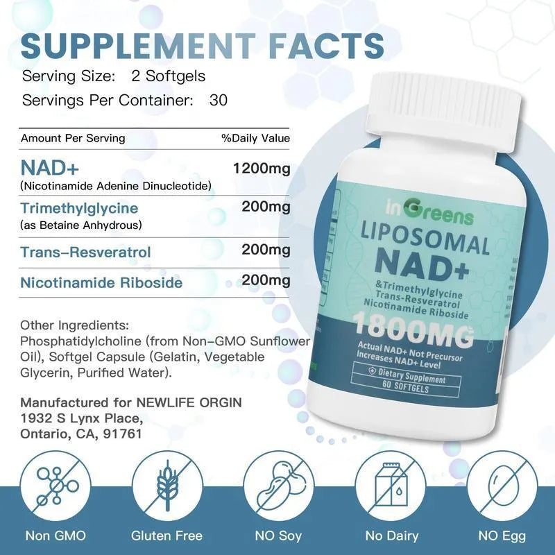 Nicotinamide mononucleotide NMN gel capsules in sealed bottle, 500mg per capsule, extraction formula