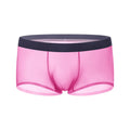 Men's ice silk seamless boxers in black nylon knit with low-rise waist and no side seams