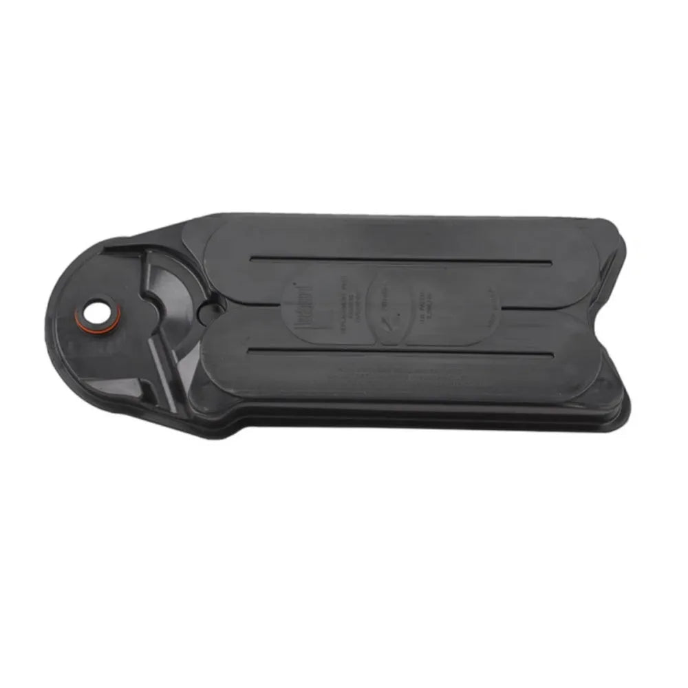 Black plastic automotive crankcase ventilation filter with circular connections