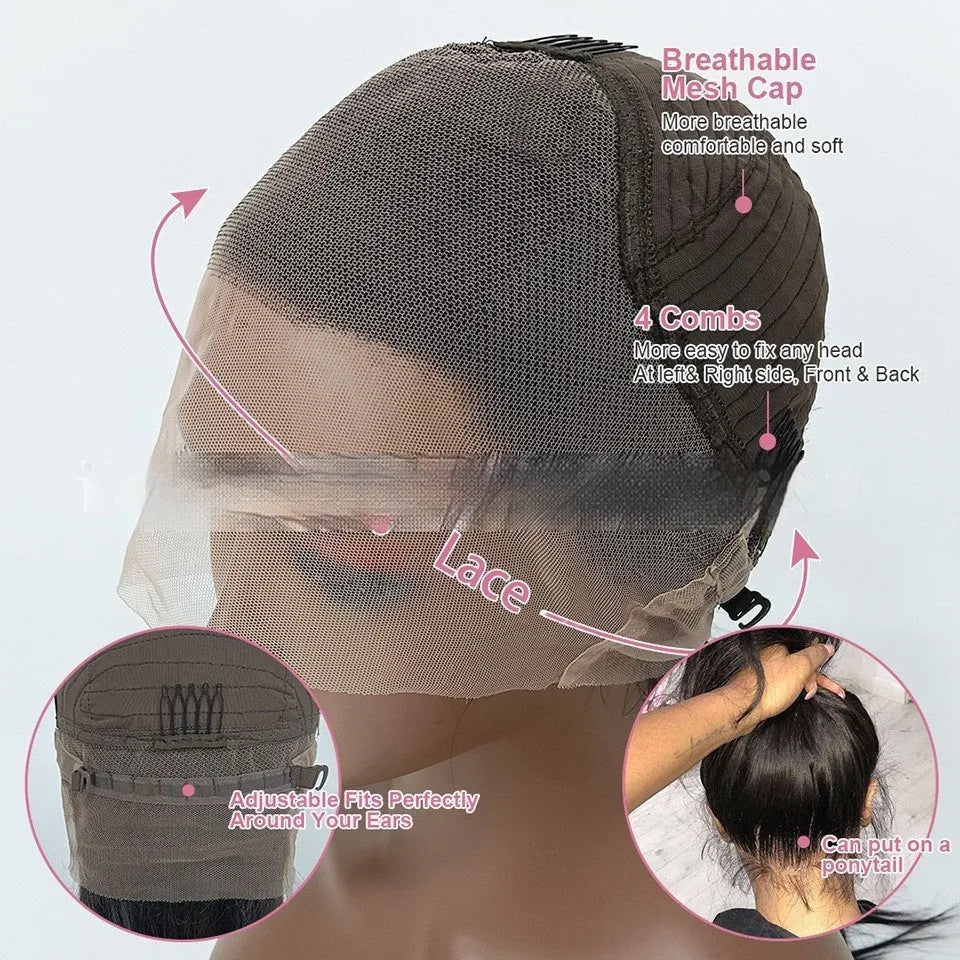 Real human hair lace front wig with gradient colour in Ruili style, showing length options.