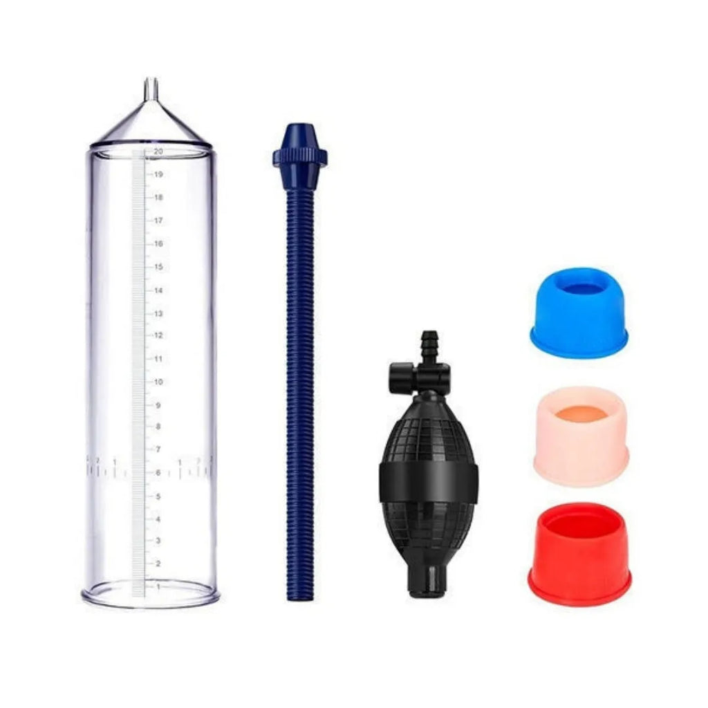 Male minimalist exercise machine silicone cover with plastic valve exerciser and components
