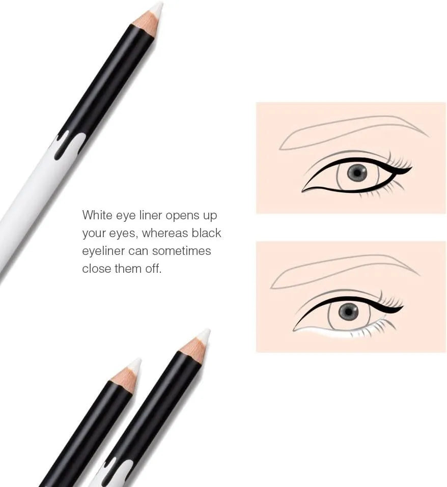 12 piece white and black eyeliner pencil set with sharpener for multi-use makeup application