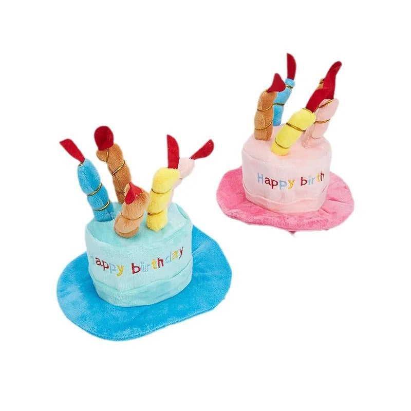 Blue or pink dog birthday hat measuring 21cm for pet celebrations