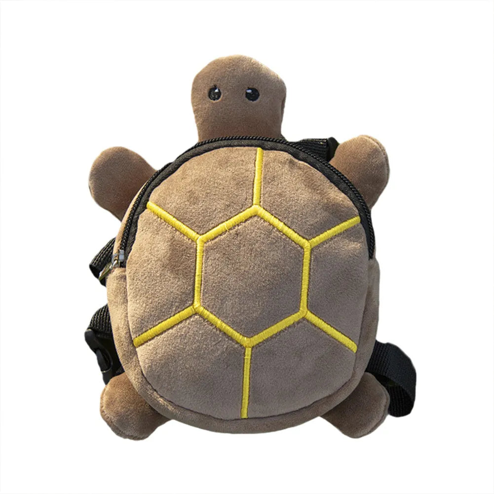 Brown turtle-shaped dog backpack harness with metal zipper and no-pull vest design