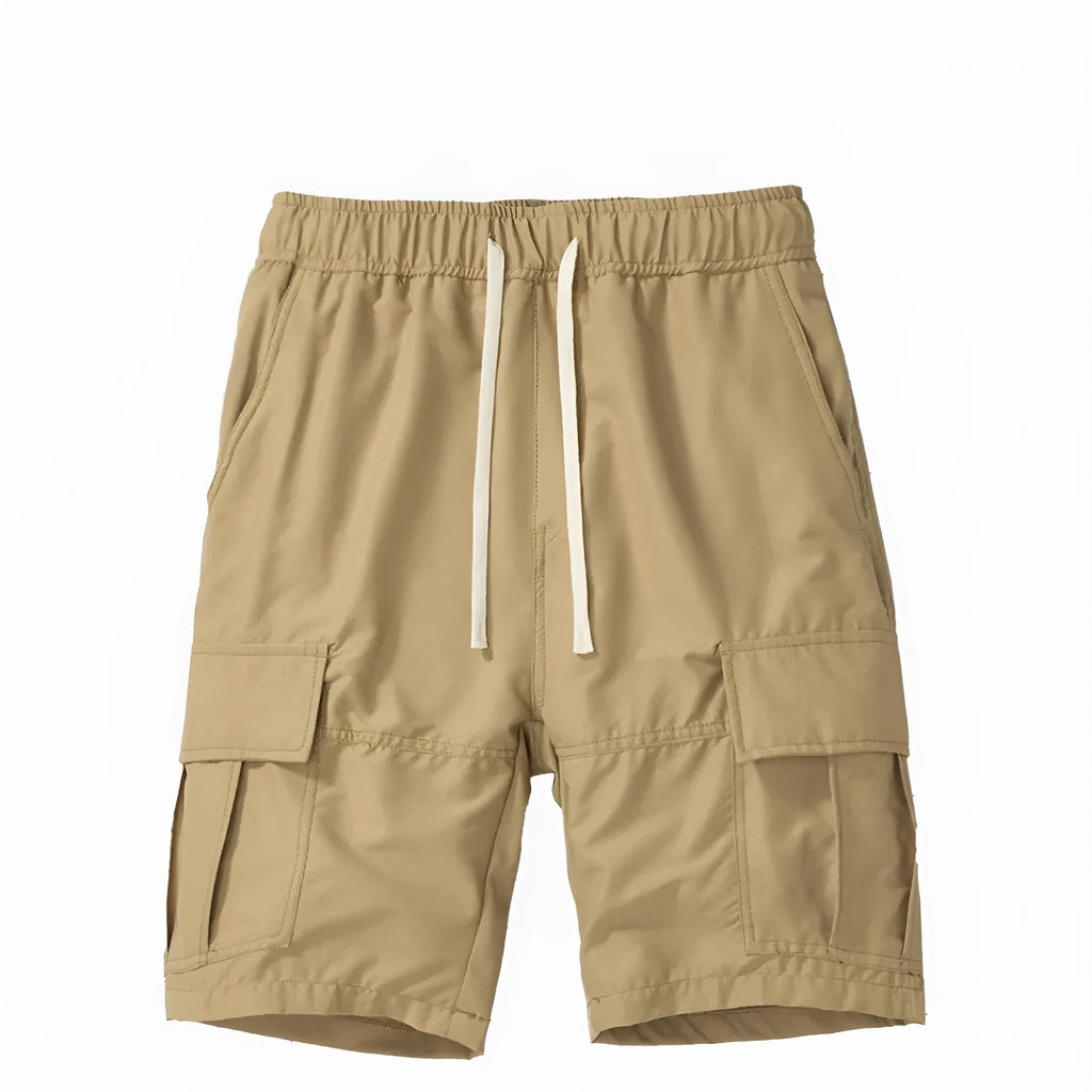 Men's multi-pocket loose cropped trousers in polyester for outdoor summer wear