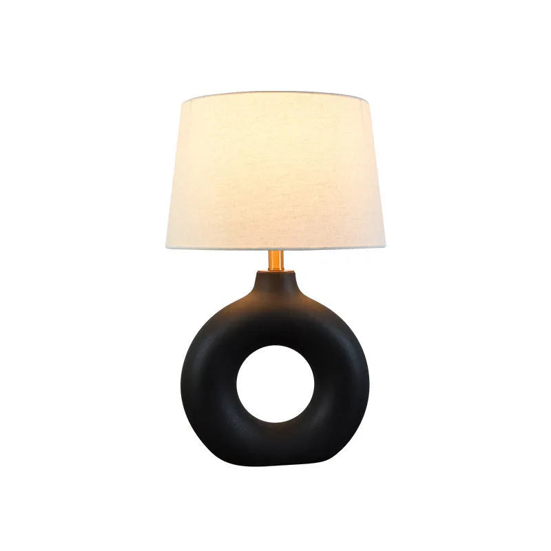 Japanese style ceramic Feng Pottery Pot table lamp with button switch in small white colour