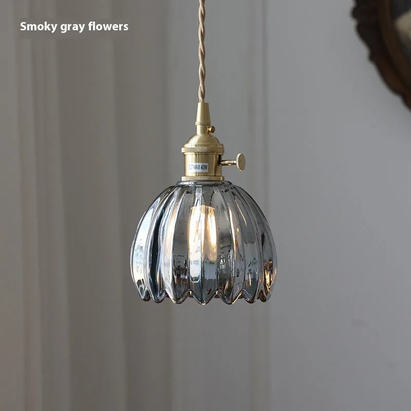 Nordic vintage style glass flower chandelier ceiling light with coloured shades