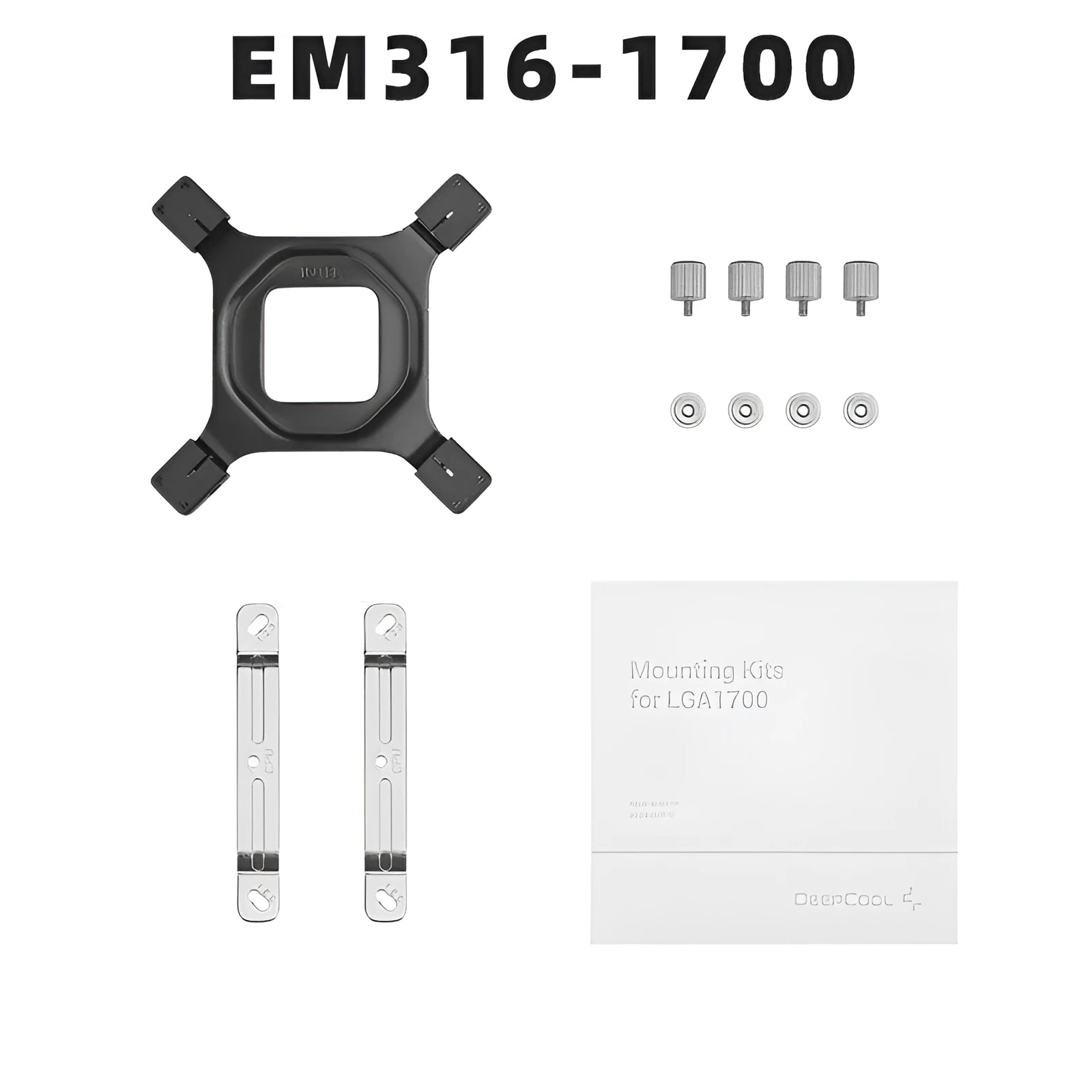 Element Water Cooling LGA 1700 radiator mounting fastener kit with cleaning alcohol bag.