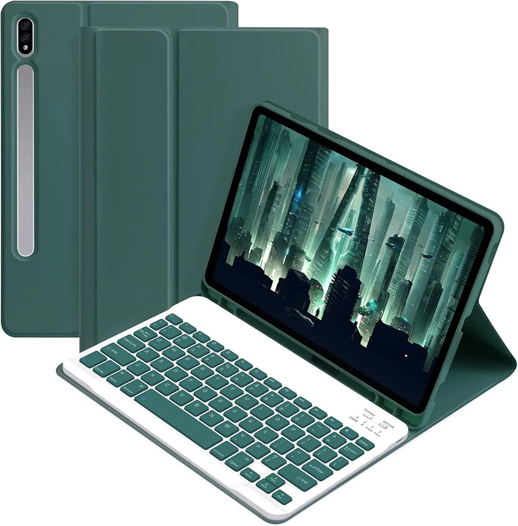 Samsung tablet in TPU leather case with Bluetooth keyboard and charging mouse in Business Black colour