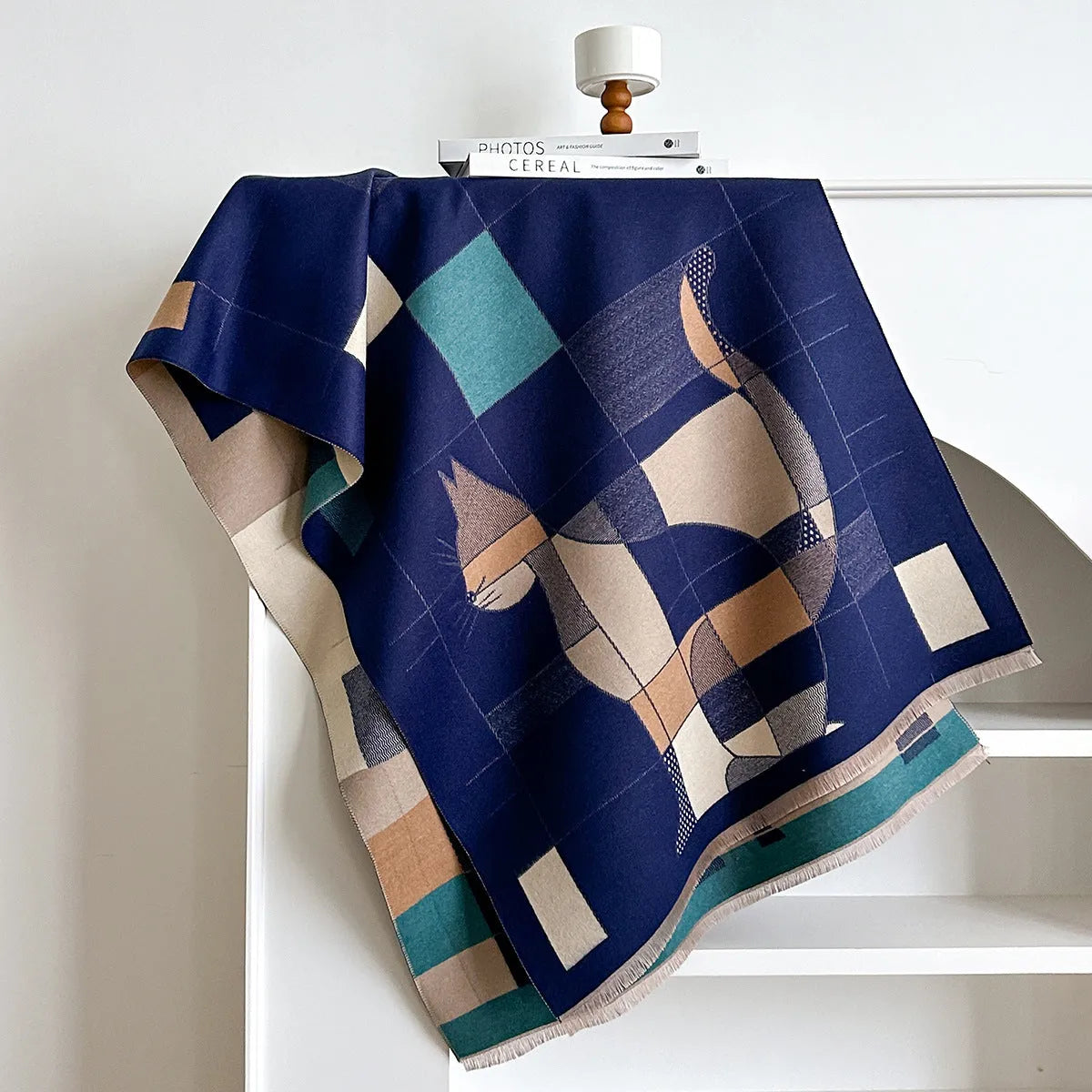 185x65cm cashmere-like polyester scarf in autumn colours showing European styling