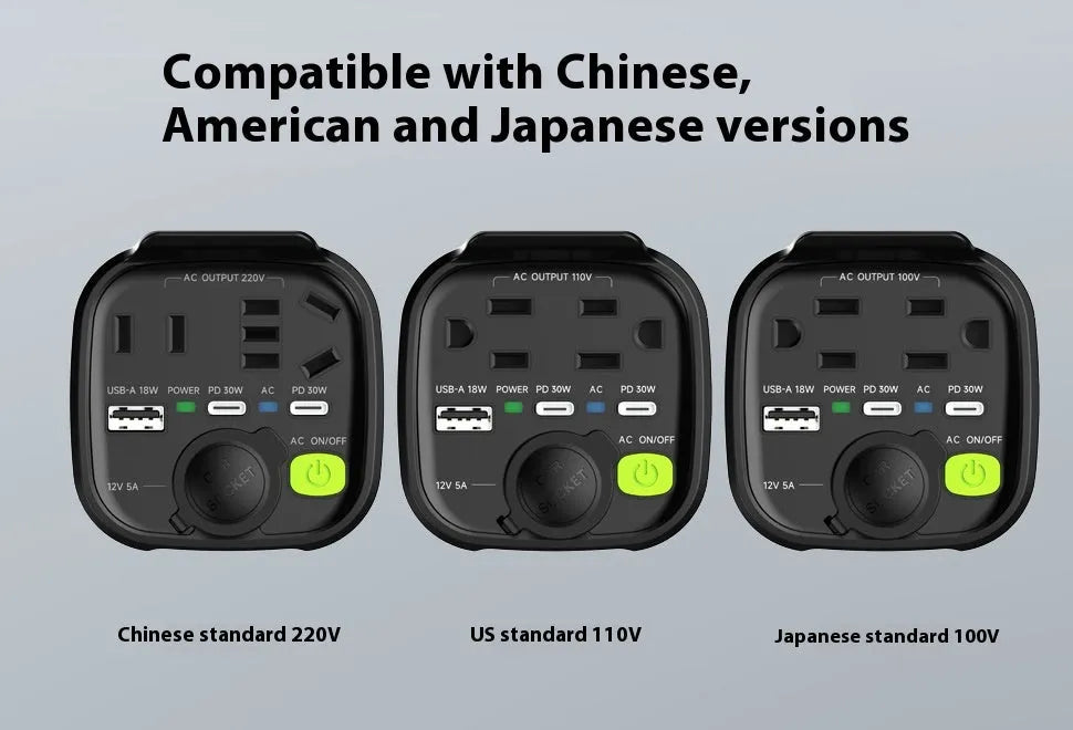 150W 12V to 110V inverter car charger with dual USB-C PD30W and USB-A 18W, fireproof ABS housing