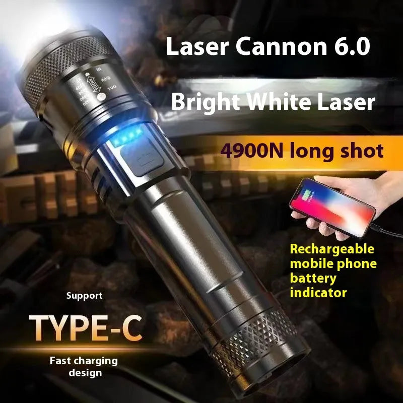 Power torch portable rechargeable super bright outdoor telescopic zoom searchlight with 2200LM output