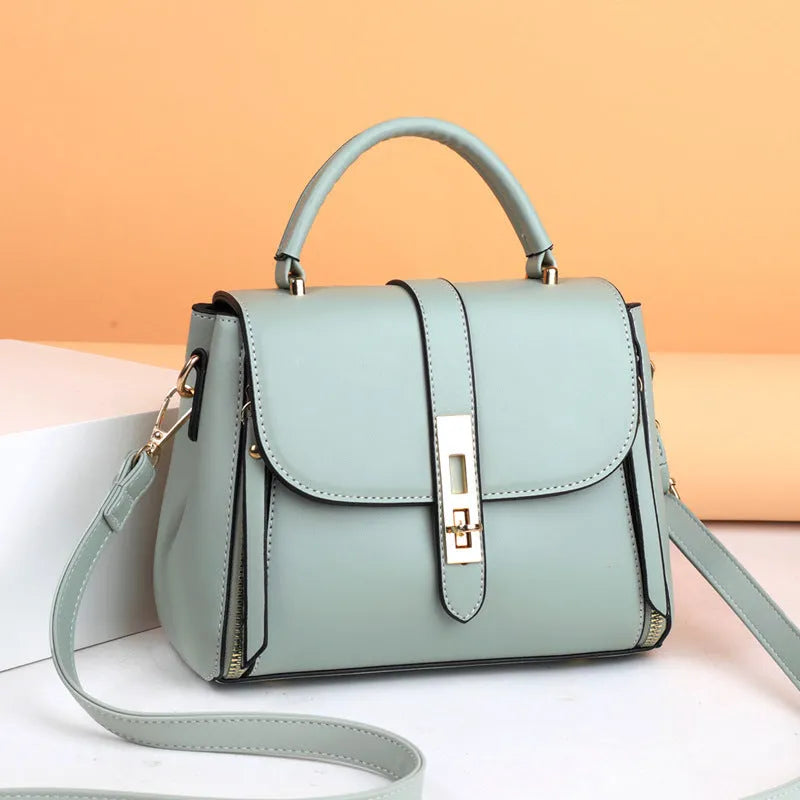 Soft PU leather women's shoulder messenger bag in square vertical shape with adjustable strap
