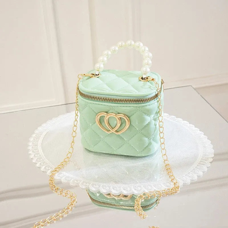 Transparent PVC jelly bucket handbag with heart pattern in multiple colour options