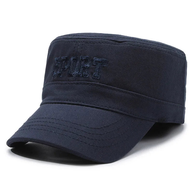 Men's cotton peaked cap with adjustable strap and dome crown in multiple colour options