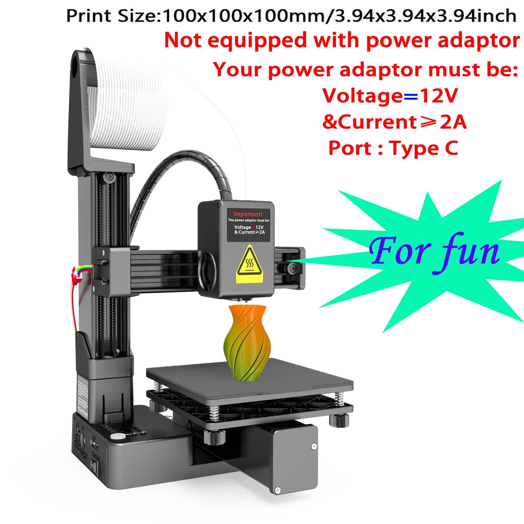White EasyThreed K10 3D printer with 175mm print height for TPU and PLA filaments