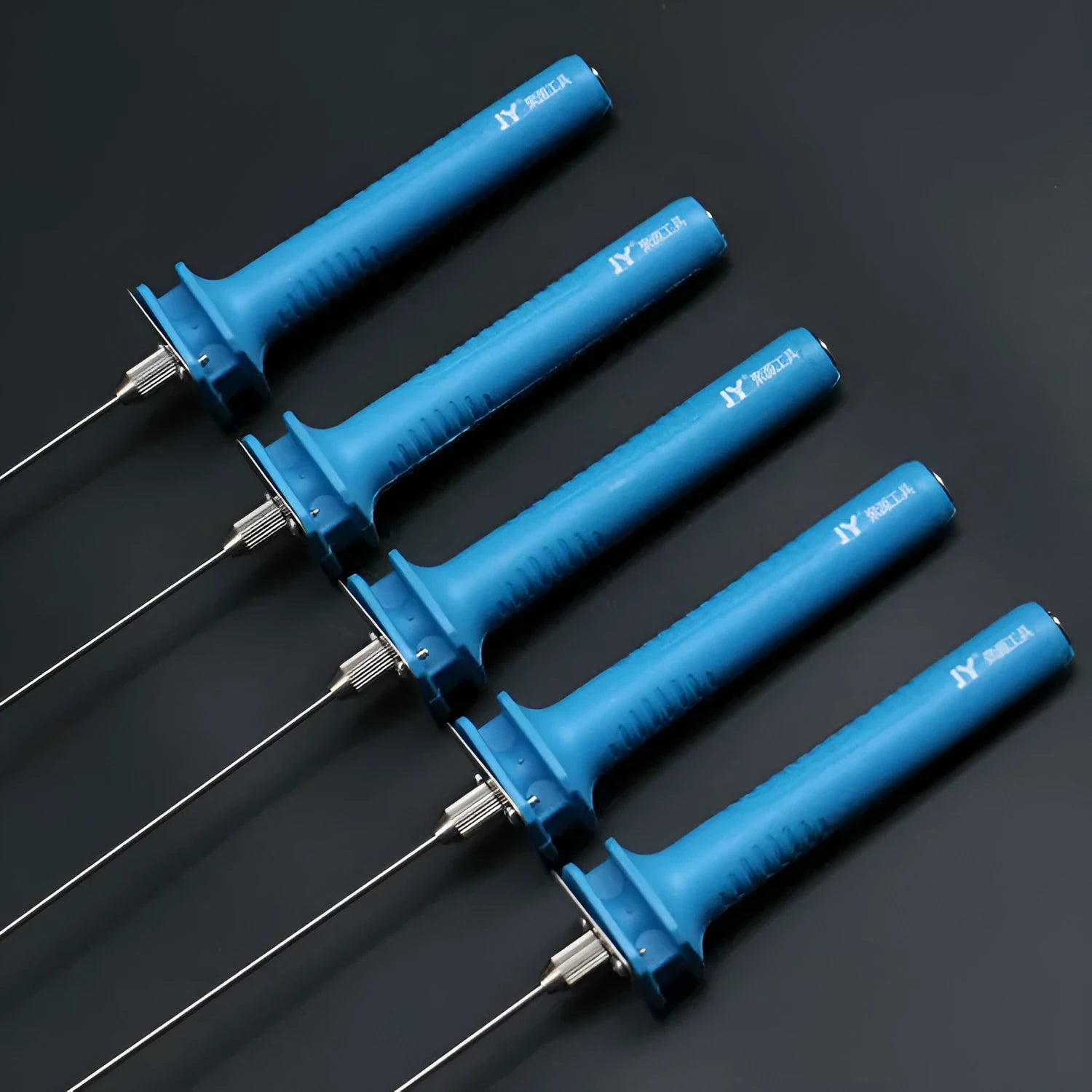 Blue electric heating cutter pen with metal blade for cutting foam and pearl cotton.