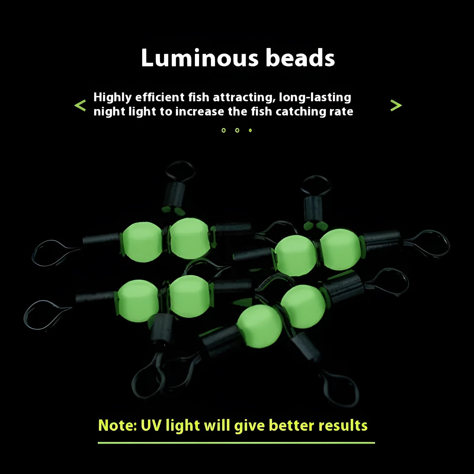 Copper three-fork luminous swivel fishing beads with eight connection rings
