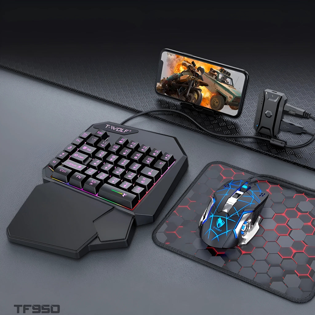 Lei Lang TF900 wired mouse and keyboard set in paper box, plastic construction, 1.5m cable