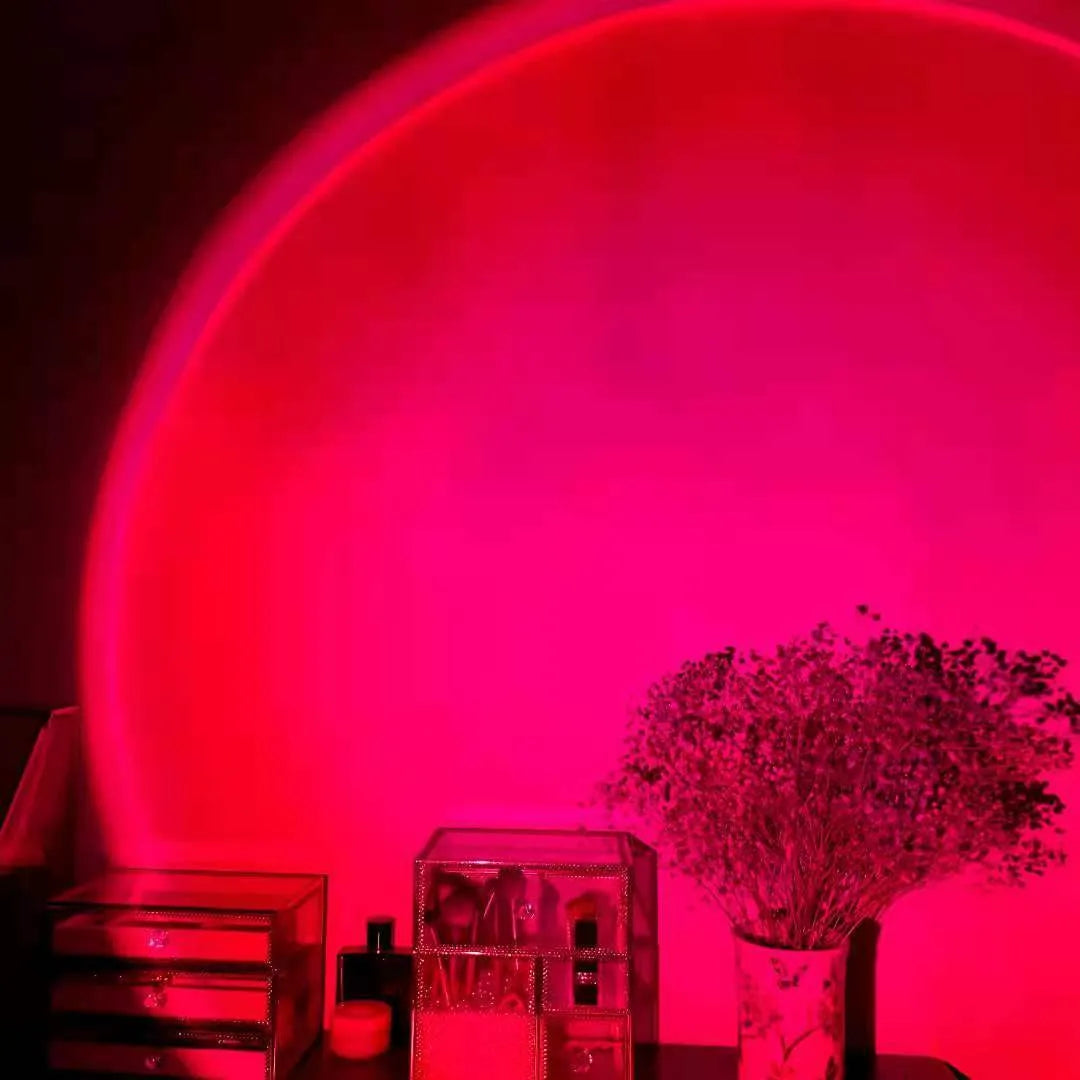 Rechargeable sunset red rainbow projection lamp with USB plug and push-button switch