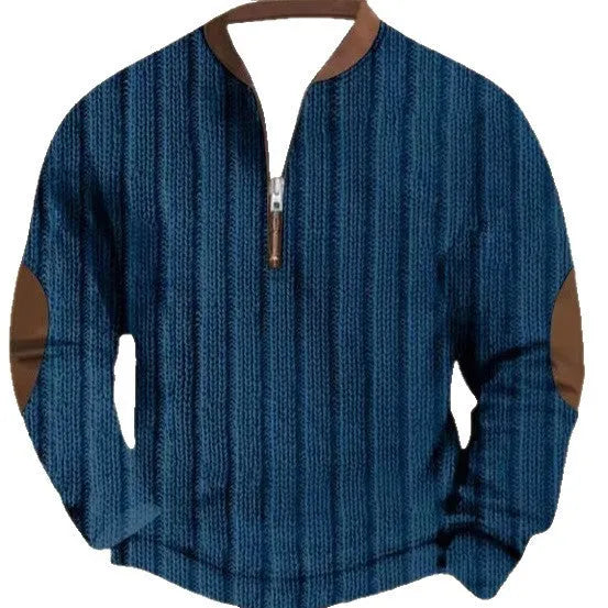 Men's casual checkered printed half zip hoodie in loose fit, polyester street style top